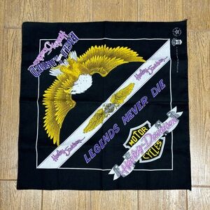 Vintage 80s HARLEY DAVIDSON Legends Never Die Bandana Biker Eagle 3D Emblem